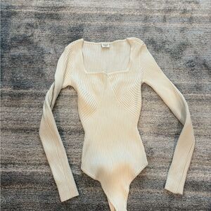 Abercrombie & Fitch Cream Ribbed Bodysuit